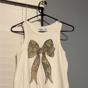 White Tank Top with Bow Design